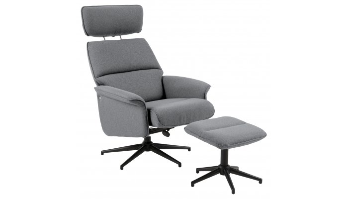Fauteuil relaxation gris + repose pied ANGOULEME